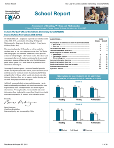 School Report Assessments of Reading, Writing and Mathematics