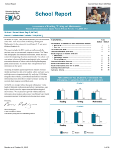 School Report Assessments of Reading, Writing and Mathematics