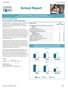 School Report Assessments of Reading, Writing and Mathematics School: St. Cecilia (781819)