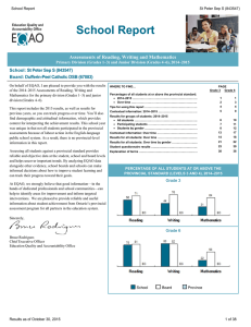 School Report Assessments of Reading, Writing and Mathematics
