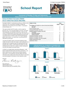 School Report Assessments of Reading, Writing and Mathematics