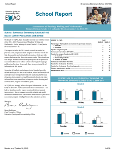 School Report Assessments of Reading, Writing and Mathematics