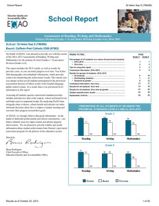 School Report Assessments of Reading, Writing and Mathematics