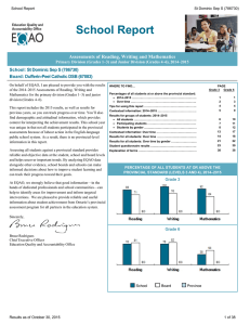 School Report Assessments of Reading, Writing and Mathematics