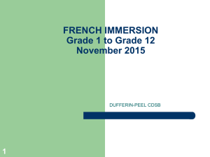 FRENCH IMMERSION Grade 1 to Grade 12 November 2015 1