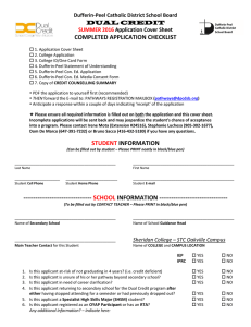 COMPLETED APPLICATION CHECKLIST Dufferin-Peel Catholic District School Board Application Cover Sheet