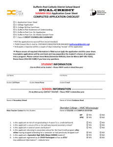 COMPLETED APPLICATION CHECKLIST Dufferin-Peel Catholic District School Board Application Cover Sheet