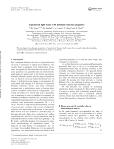 Unpolarized light beams with different coherence properties *, D. Kuebel T.D. Visser