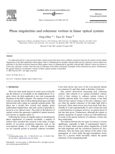 Phase singularities and coherence vortices in linear optical systems Greg Gbur