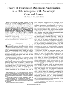 Theory of Polarization-Dependent Amplification in a Slab Waveguide with Anisotropic