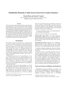 Publishable Humanly Usable Secure Password Creation Schemas*