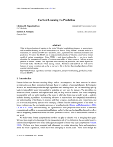 Cortical Learning via Prediction Abstract Christos H. Papadimitriou Santosh S. Vempala
