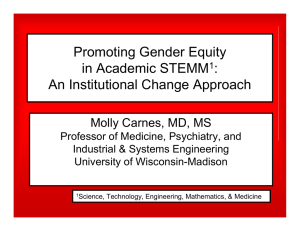 Promoting Gender Equity in Academic STEMM : An Institutional Change Approach
