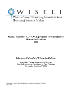 Annual Report of ADVANCE program for University of Wisconsin-Madison 2002