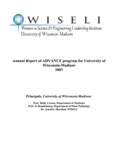 Annual Report of ADVANCE program for University of Wisconsin-Madison 2003