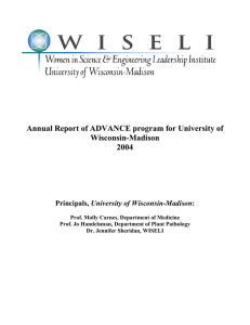 Annual Report of ADVANCE program for University of Wisconsin-Madison 2004