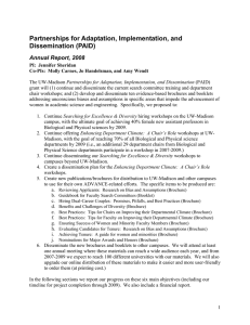 Partnerships for Adaptation, Implementation, and Dissemination (PAID) Annual Report, 2008