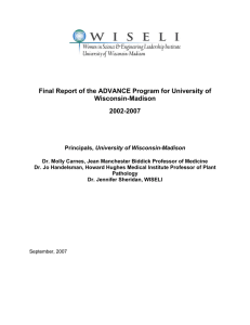 Final Report of the ADVANCE Program for University of Wisconsin-Madison 2002-2007