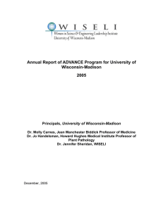 Annual Report of ADVANCE Program for University of Wisconsin-Madison 2005