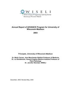 Annual Report of ADVANCE Program for University of Wisconsin-Madison 2003