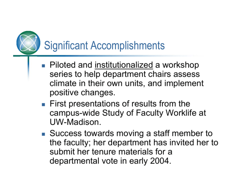 Significant Accomplishments