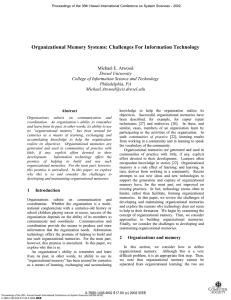 Organizational Memory Systems: Challenges For Information Technology