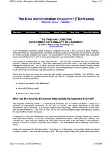 The Data Administration Newsletter (TDAN.com)  THE TIME HAS COME FOR