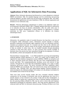 Applications of SQL for Informetric Data Processing