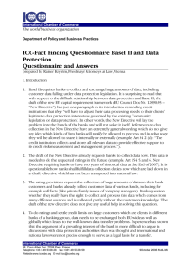 ICC-Fact Finding Questionnaire Basel II and Data Protection Questionnaire and Answers