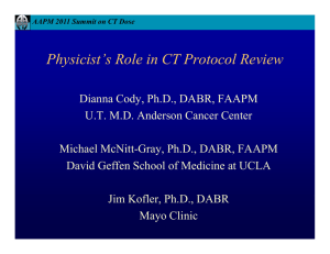 Physicist’s Role in CT Protocol Review