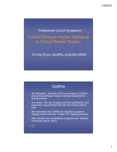 Outline Toward Minimum Practice Standards in Clinical Medical Physics: Professional Council Symposium