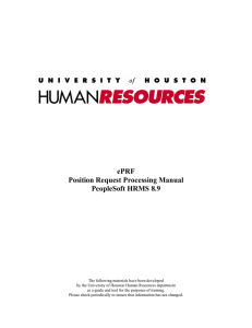 ePRF Position Request Processing Manual PeopleSoft HRMS 8.9