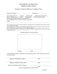 UNIVERSITY OF HOUSTON Radiation Safety Manual  Radioactive Material Sublicense Amendment Form