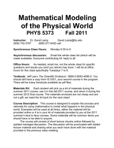 Mathematical Modeling of the Physical World