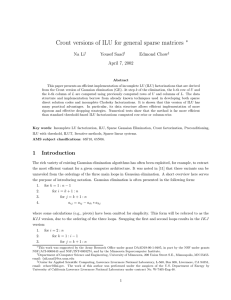 Crout versions of ILU for general sparse matrices ∗ Na Li Yousef Saad