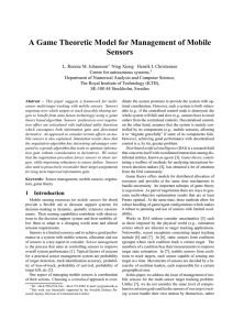A Game Theoretic Model for Management of Mobile Sensors