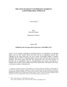 THE COST OF EQUITY IN EMERGING MARKETS: A DOWNSIDE RISK APPROACH