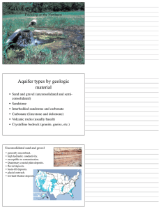 Geology of Regional Aquifers Aquifer types by geologic material