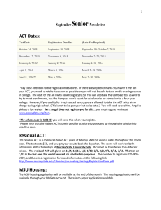 Senior ACT Dates: September Newsletter