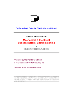 Mechanical &amp; Electrical Subcontractors’ Commissioning Dufferin-Peel Catholic District School Board