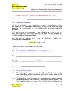 Name of CONTRACT DOCUMENTS Elementary/Secondary