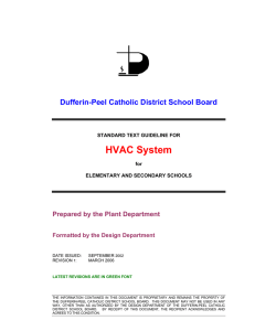 HVAC System Dufferin-Peel Catholic District School Board Prepared by the Plant Department