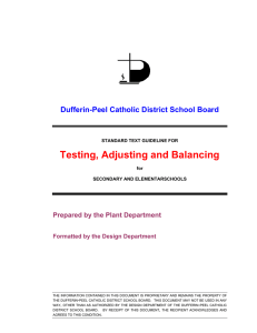 Testing, Adjusting and Balancing Dufferin-Peel Catholic District School Board