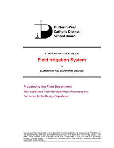 Field Irrigation System Prepared by the Plant Department Principle Water Resources Inc.