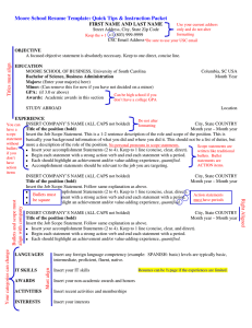 Moore School Resume Template: Quick Tips &amp; Instruction Packet