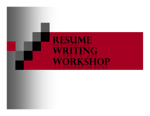 RESUME WRITING WORKSHOP