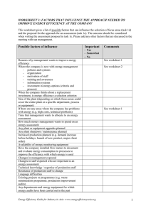 WORKSHEET 3: FACTORS THAT INFLUENCE THE APPROACH NEEDED TO