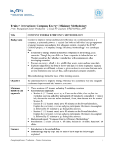 Trainer Instructions: Company Energy Efficiency Methodology