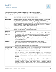 Trainer Instructions: Financing Energy Efficiency Projects