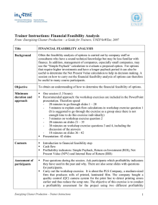 Trainer Instructions: Financial Feasibility Analysis